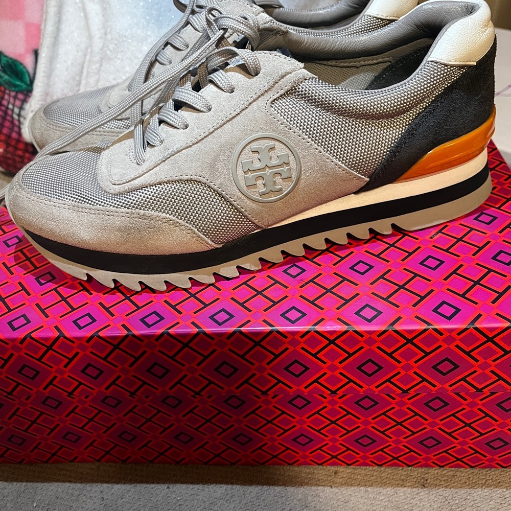 Tory Burch Gray and Black Sneakers